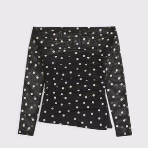 Black Polka Dot Off-Shoulder Top